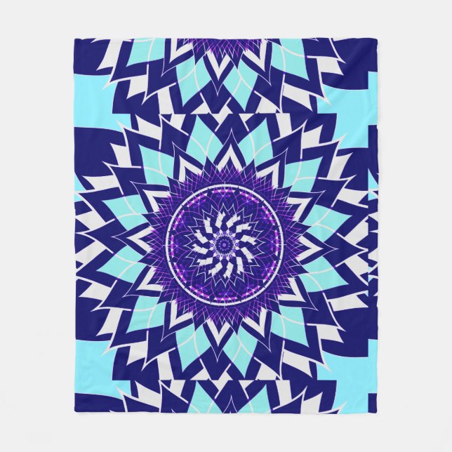 Manta Polar mandala azul e índigo (Anverso)