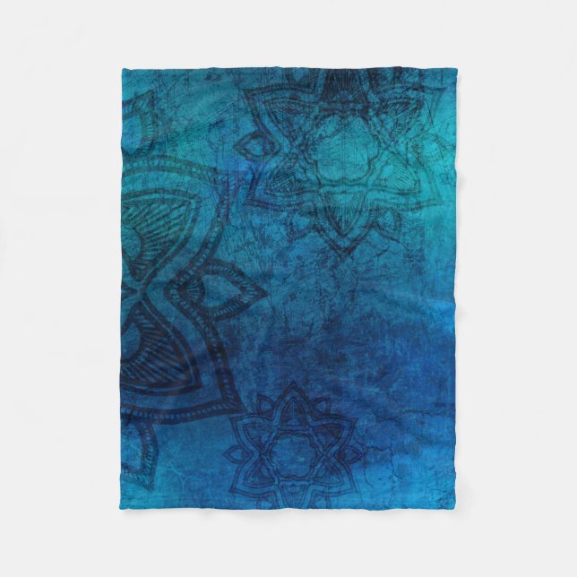 Manta Polar Mandala azul turquesa con problemas  (Anverso)
