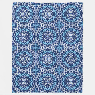 Manta Polar Mandalá Batik del Sol del Suroeste, Azul Marino y 