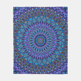 Manta Polar Mandala Boho Azul Verde azulado Morado Peacock Col