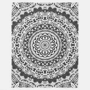 Manta Polar Mandala, caleidoscopio, blanco y negro, adorno