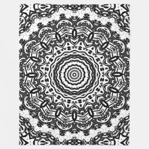 Manta Polar Mandala, caleidoscopio, blanco y negro, adorno
