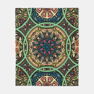 Manta Polar Mandala colorida: Mano floral vintage dibujada
