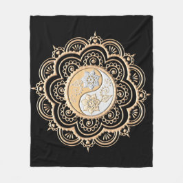 Manta Polar Mandala de Oro y Plata