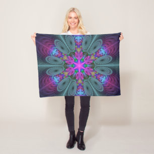 Manta Polar Mandalá desde el centro Arte fractal colorido con