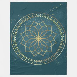 Manta Polar Mandala dorada en Verde azulado