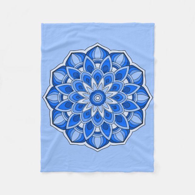 Manta Polar Mandala en azul Fleece Blanket (Anverso)