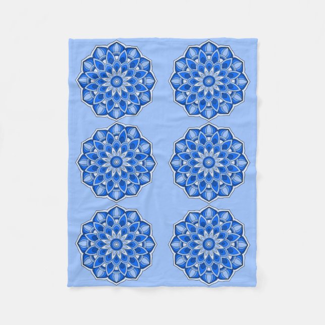 Manta Polar Mandala en azul Fleece Blanket (Anverso)