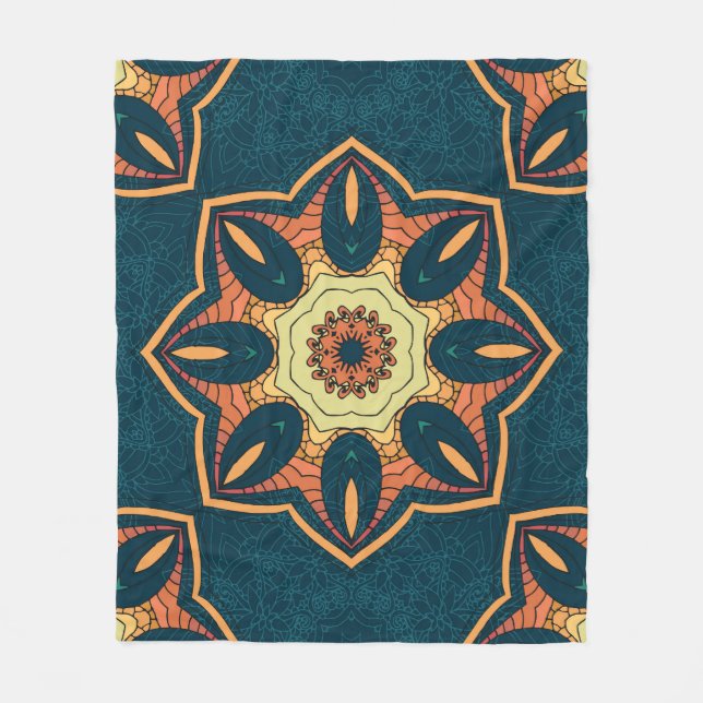 Manta Polar Mandala étnica: patrón de cosecha ininterrumpida (Anverso)