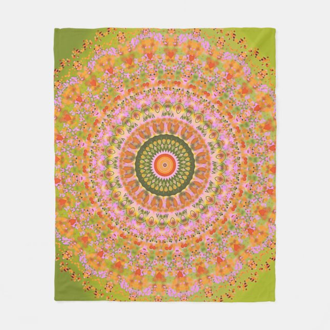 Manta Polar Mandala feliz del hippy (Anverso)