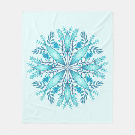 Manta Polar Mandala floral - Boho azul turquesa Snowflake