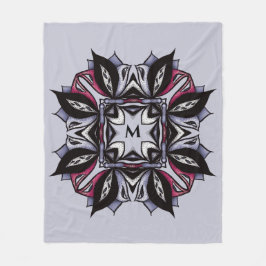 Manta Polar Mandala floral gótica morado negro rosado monogram