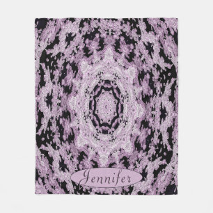 Manta Polar Mandala floral personalizada de color negro y lava