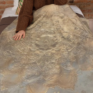 Manta Polar Mandala Grabado en relieve personalizada   Elegant