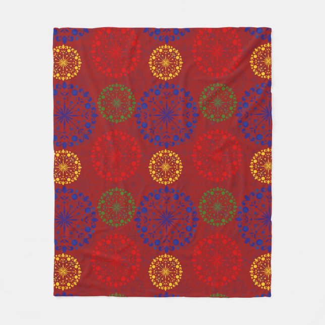 Manta Polar Mandala nevada simple con textura (Anverso)