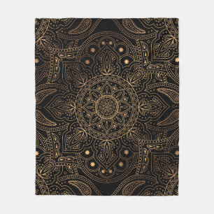 Manta Polar Mandala Oriental, Patrón Vintage de lujo.