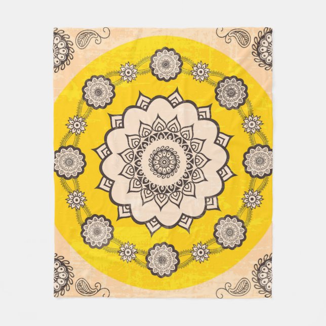 Manta Polar Mandala Ornamental: Diseño de estilo étnico. (Anverso)