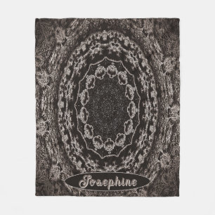 Manta Polar Mandala personalizada de negro y taúpe