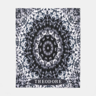 Manta Polar Mandala personalizada en la nube blanca y negra