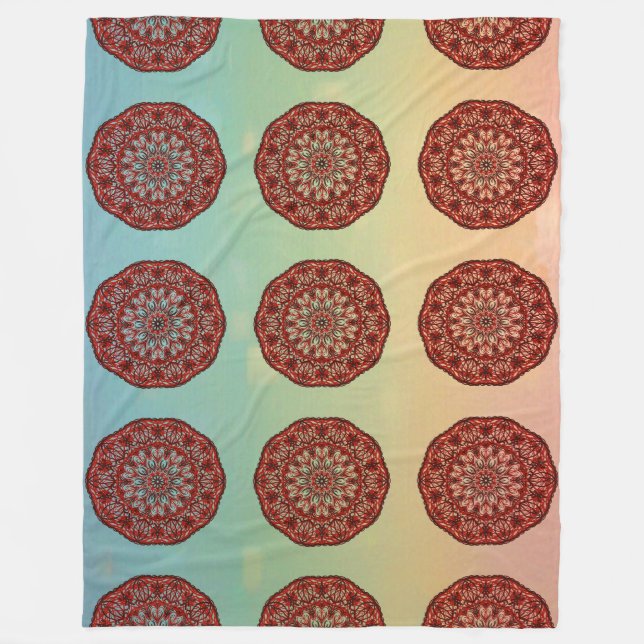 Manta Polar Mandala roja (Anverso)