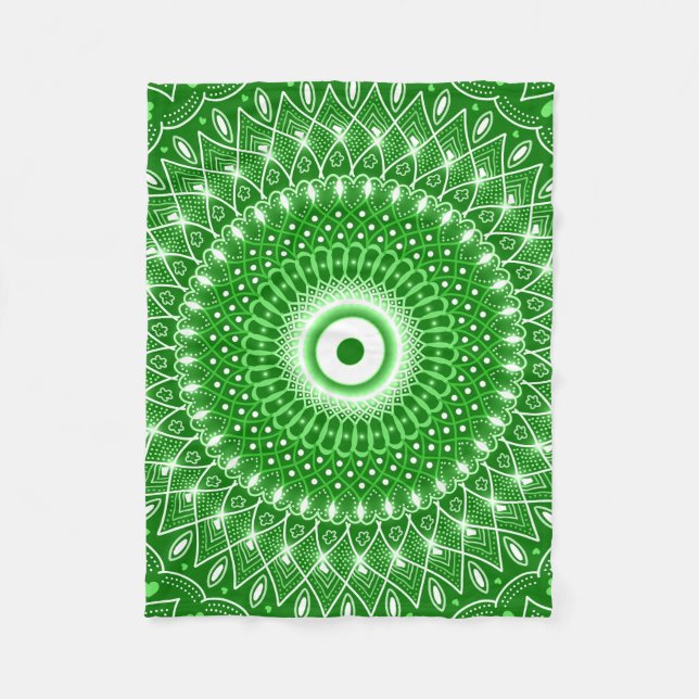 Manta Polar Mandala verde espiritual moderna geométrica elegan (Anverso)