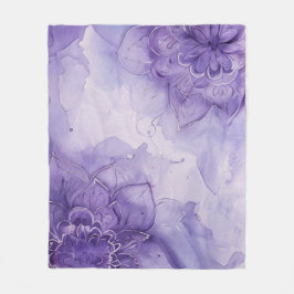 Manta Polar Mandalas florales acuarela púrpura