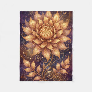 Manta Polar Mandalas Florales Artísticos de Flor de Loto Dorad