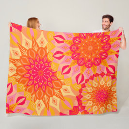 Manta Polar Mandalas superpuestas naranja rosa amarillo
