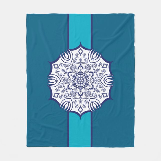 Manta Polar Mandela azul y blanca con criaturas (Anverso)