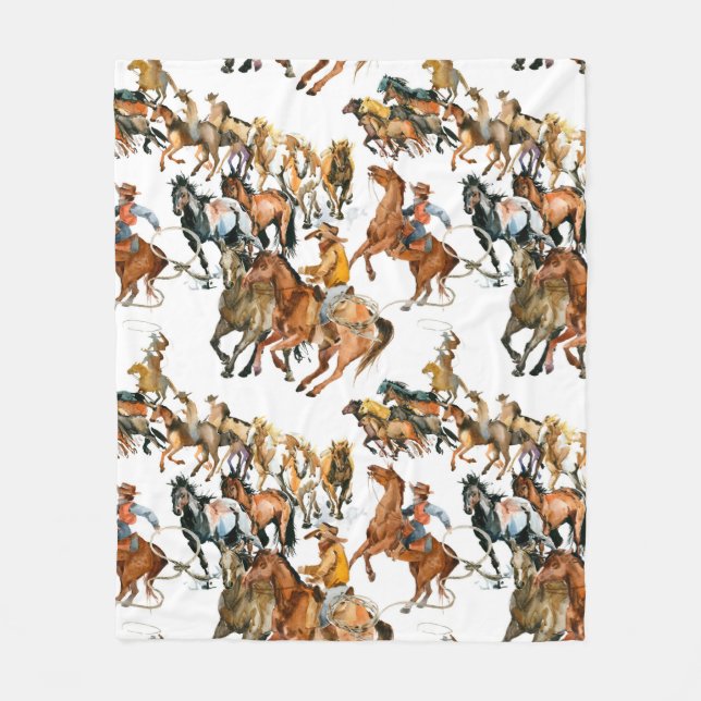 Manta Polar Manejar caballos sin fisuras. Vaquero americano.  (Anverso)