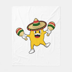 Manta Polar Mango como músico con maraca