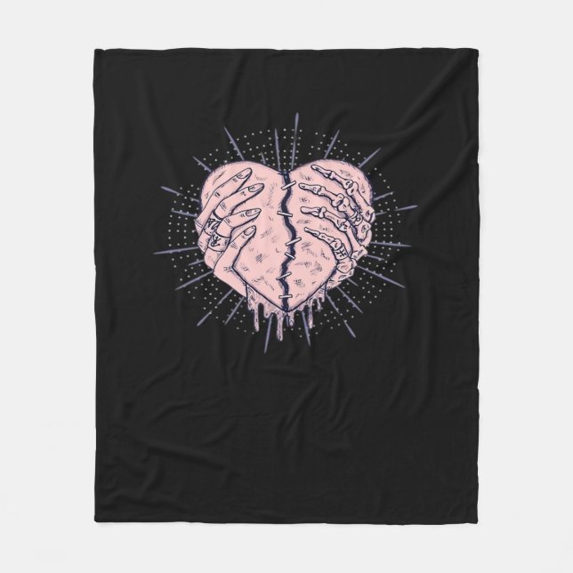 Manta Polar Mano De Esqueleto Con Clásico Del Corazón (Anverso)