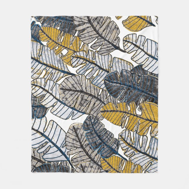 Manta Polar Mano dibujada: hojas tropicales (Anverso)