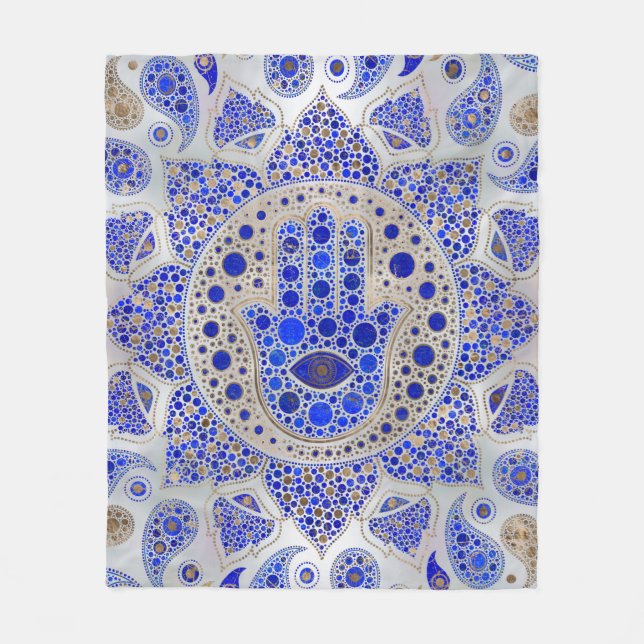 Manta Polar Mano Hamsa de Fátima en la Madre de la Perla (Anverso)