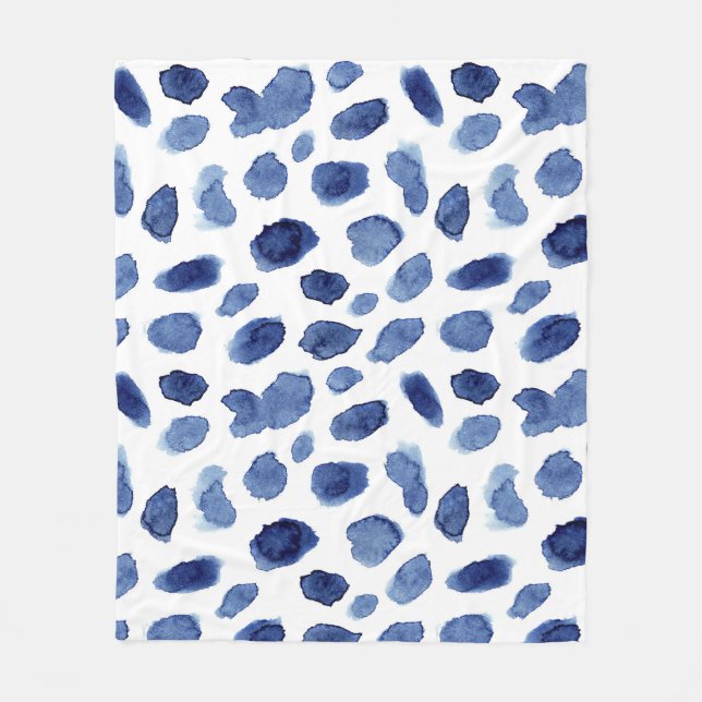 Manta Polar Mano Pintada, Cortinas De Agua Azul. (Anverso)