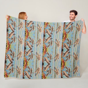 Manta Polar Mano Pintada Por Número   Delfines lúdicos  