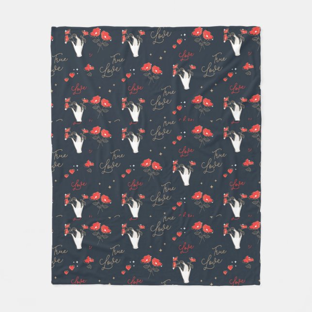 Manta Polar Manos y flores de amor verdaderas (Anverso)