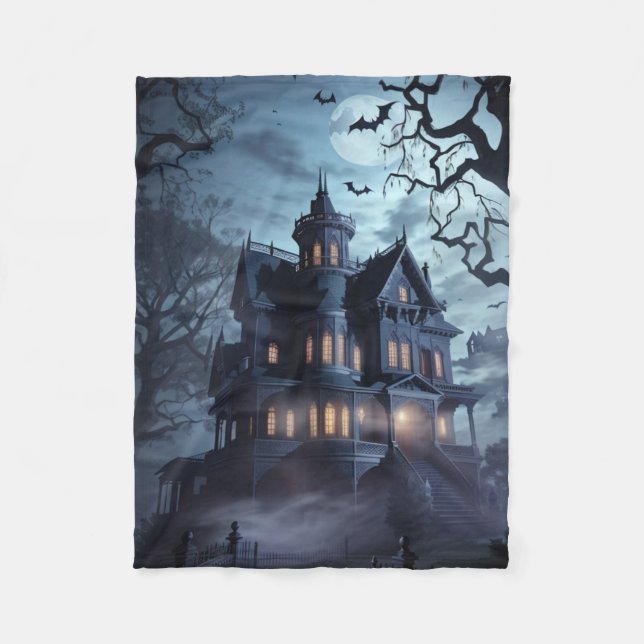 Manta Polar "Mansión embrujada Halloween Fleece Blanket - (Anverso)