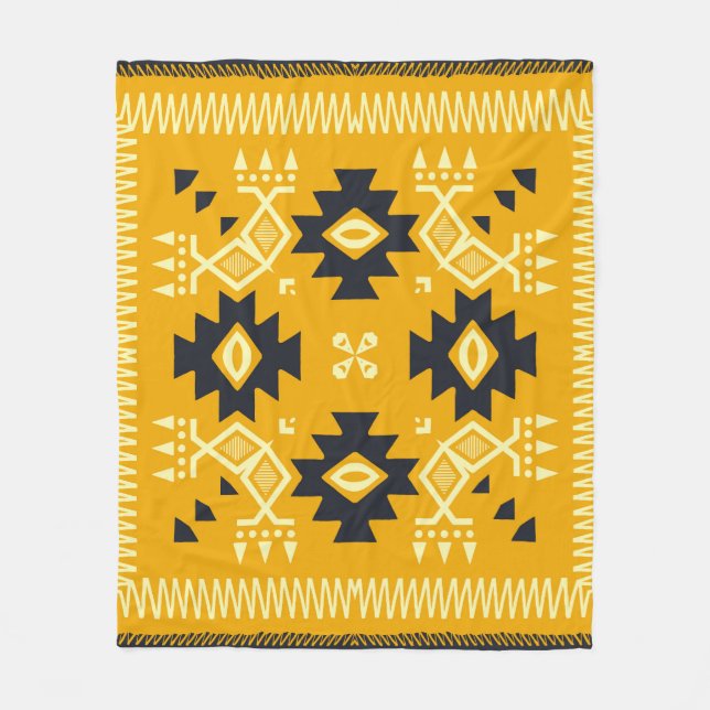 Manta Polar Mantequilla cuadrada, batik floral paisley. (Anverso)