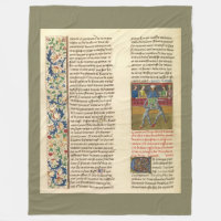 Manuscrito iluminado de la batalla medieval