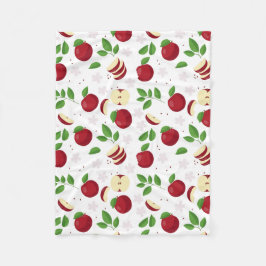 Manta Polar Manzanas rojas, flores y patrón de vegetación