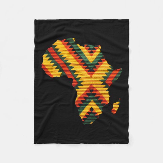 Manta Polar Mapa africano Kente Patrón de arte Hombres Negro H (Anverso)