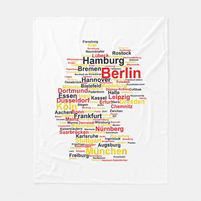 Manta Polar Mapa alemán ciudades silueta bandera de Berlín Tr (Anverso)