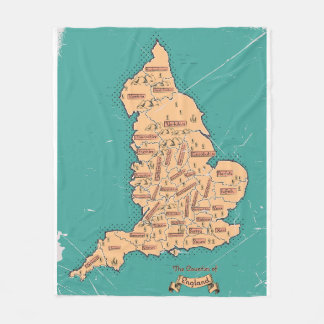 Manta Polar Mapa antiguo de condados de Inglaterra