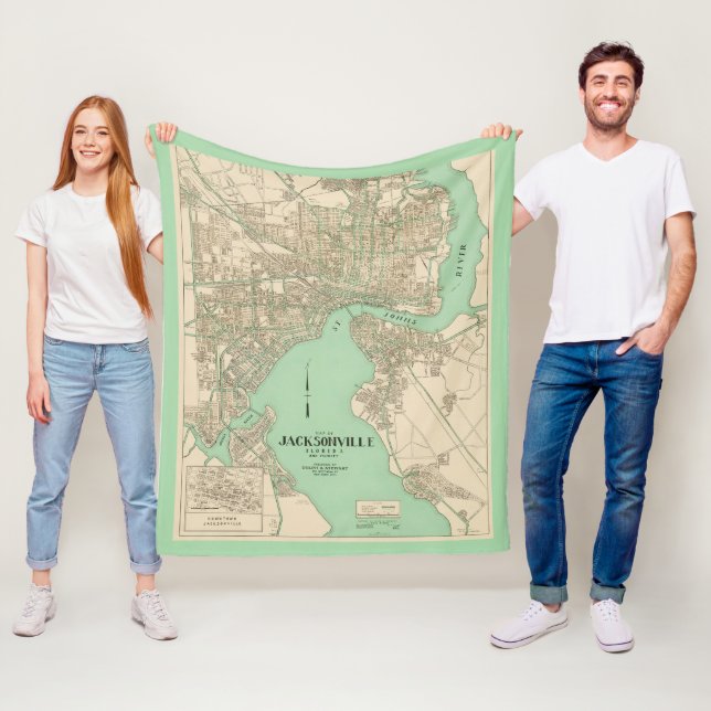 Manta Polar  Mapa antiguo de Jacksonville FL  (In situ)