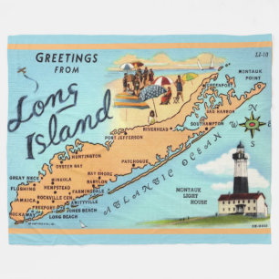 Manta Polar Mapa Antiguo de Long Island, NY