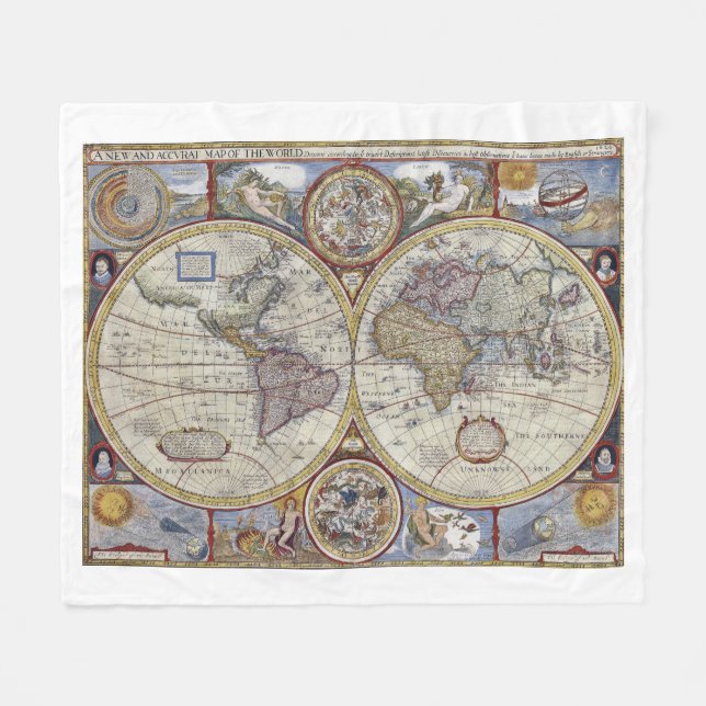 Manta Polar Mapa Antiguo del Mundo #3 (Frente (Horizontal))