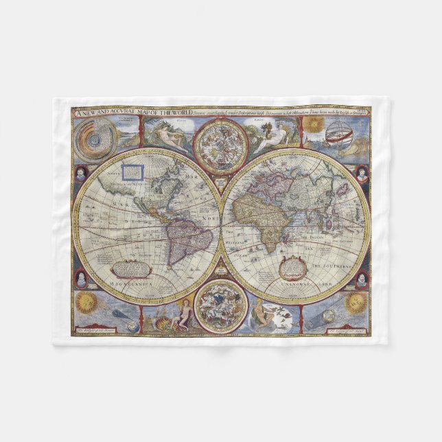 Manta Polar Mapa Antiguo del Mundo #3 (Frente (Horizontal))