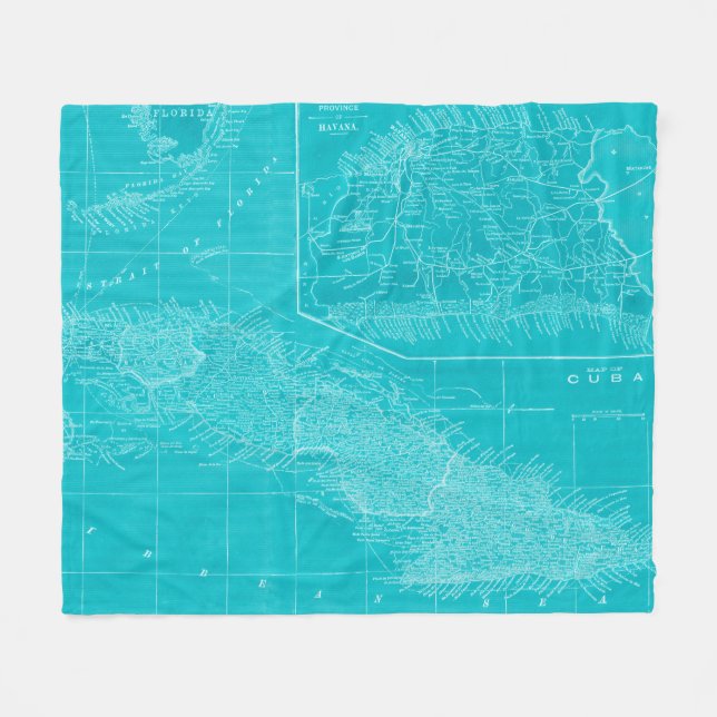 Manta Polar Mapa azul de Cuba (Frente (Horizontal))