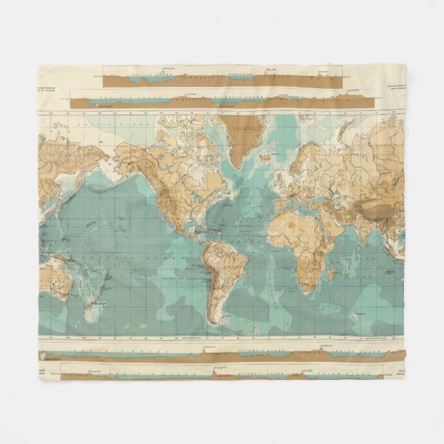 Manta Polar Mapa bathyorographical del mundo (Frente (Horizontal))